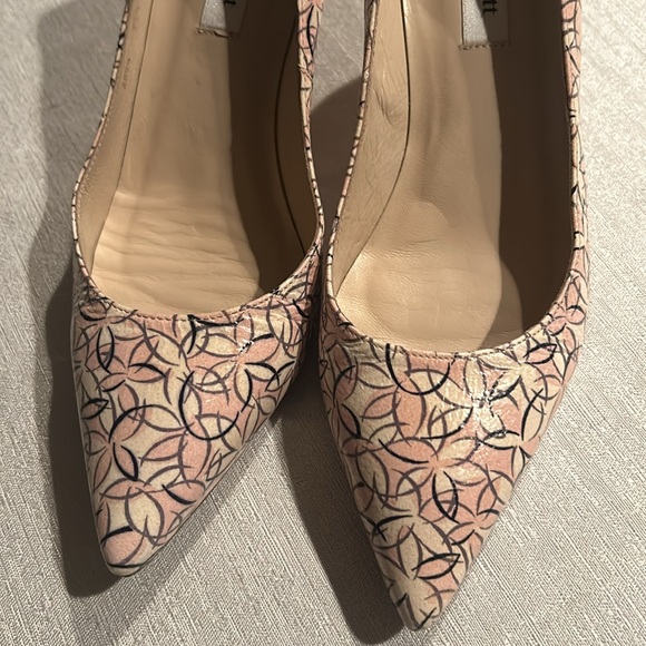 L.K Bennet London Floral Print Cream & Pink Heels - Picture 3 of 8